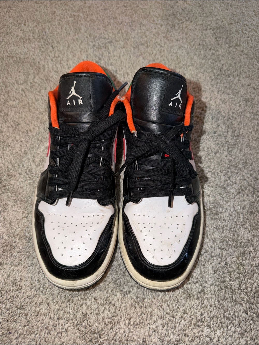 Jordan Black White Orange Low-Top Sneakers
